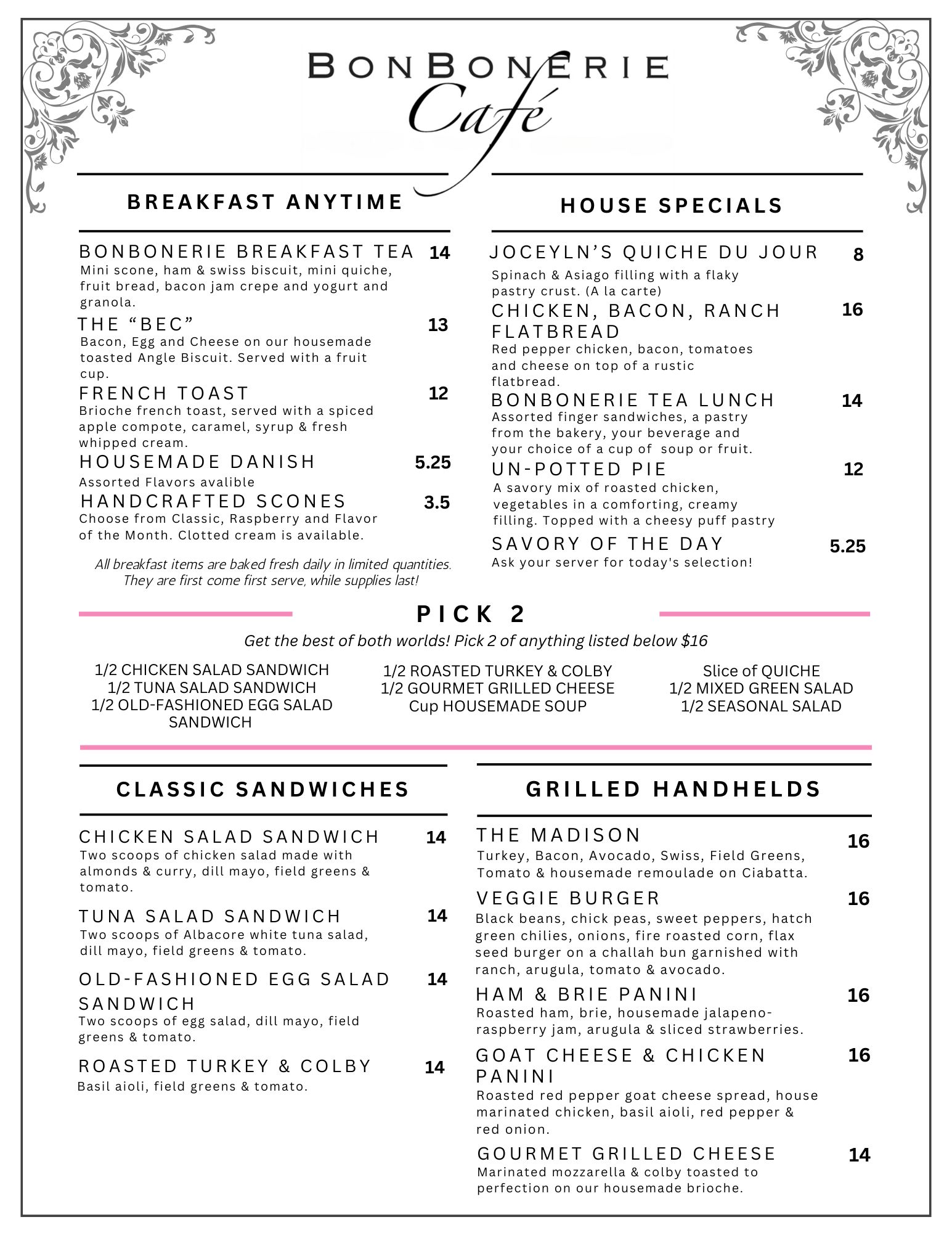 menu